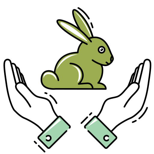 Image d'un lapin vert entre deux mains