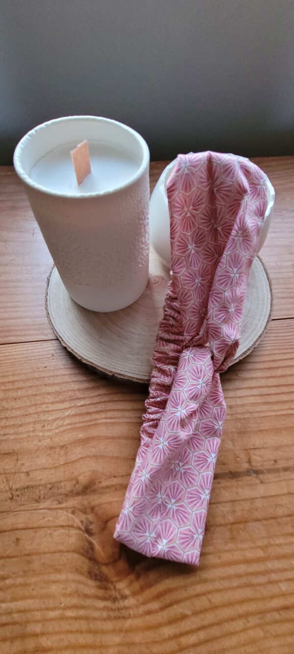 Accessoire pour cheveux bandeau en coton motifs kikko rose