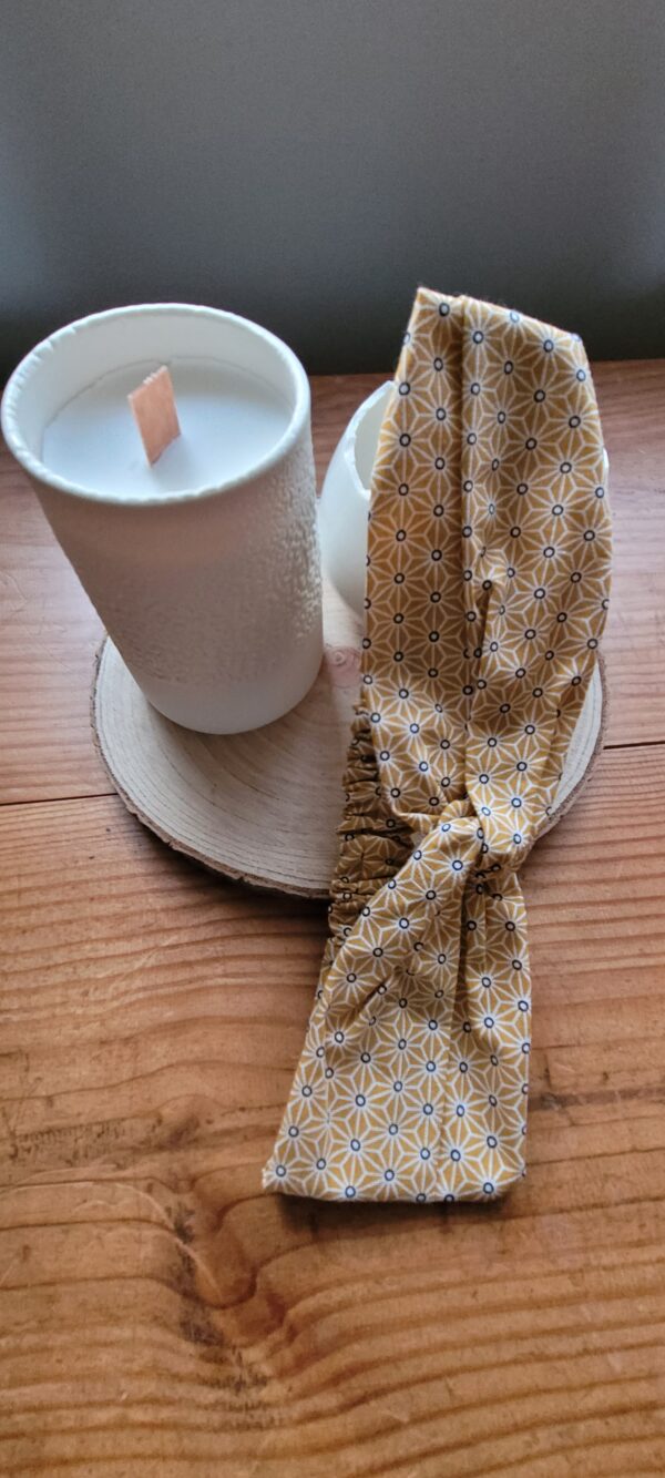 Accessoire pour cheveux bandeau en coton motifs saki moutarde